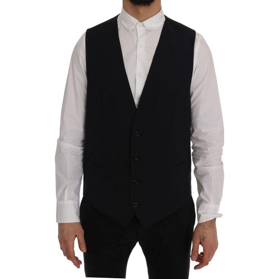 Dolce & Gabbana Black STAFF Wool Striped Vest