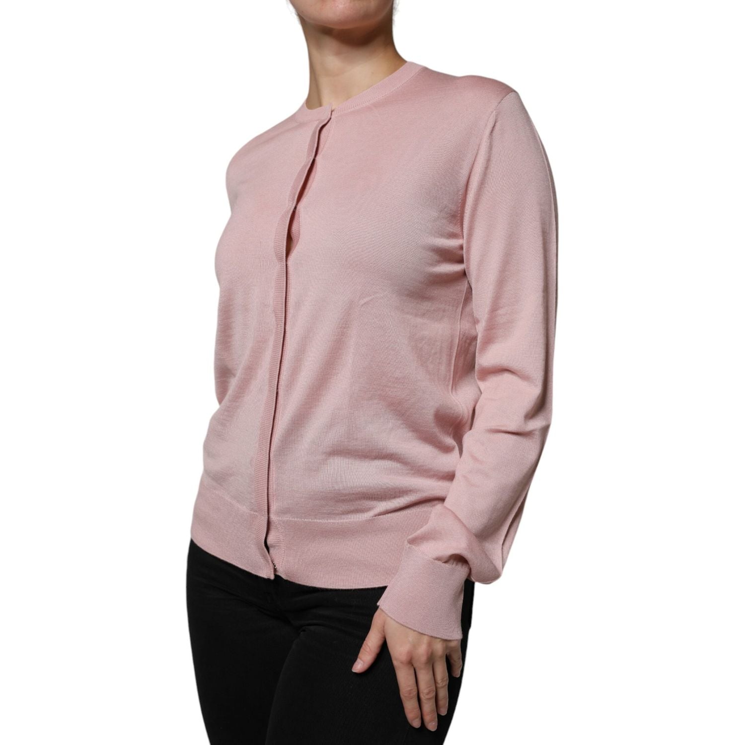 Dolce & Gabbana Pink Wool Knit Button Down Cardigan Sweater