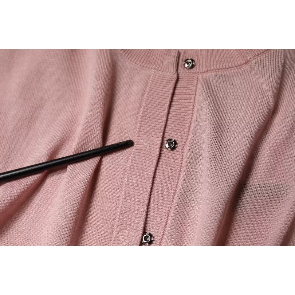 Dolce & Gabbana Pink Wool Knit Button Down Cardigan Sweater