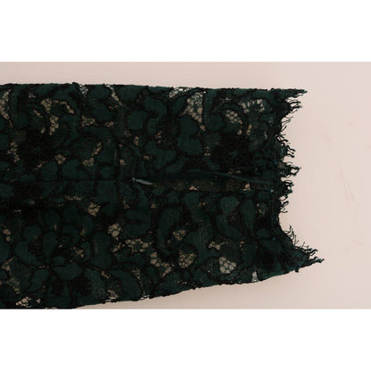 Dolce & Gabbana Green Floral Lace Leggings Pants