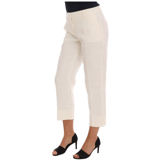 Dolce & Gabbana Elegant White Capri Pants - Cotton & Silk Blend Dolce & Gabbana