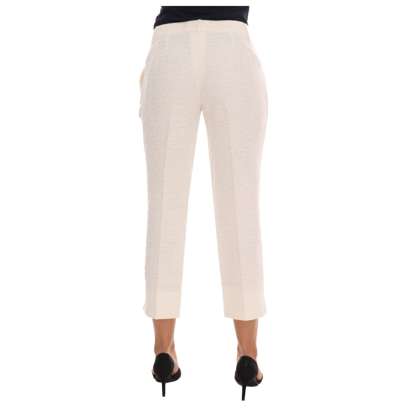 Dolce & Gabbana Elegant White Capri Pants - Cotton & Silk Blend Dolce & Gabbana