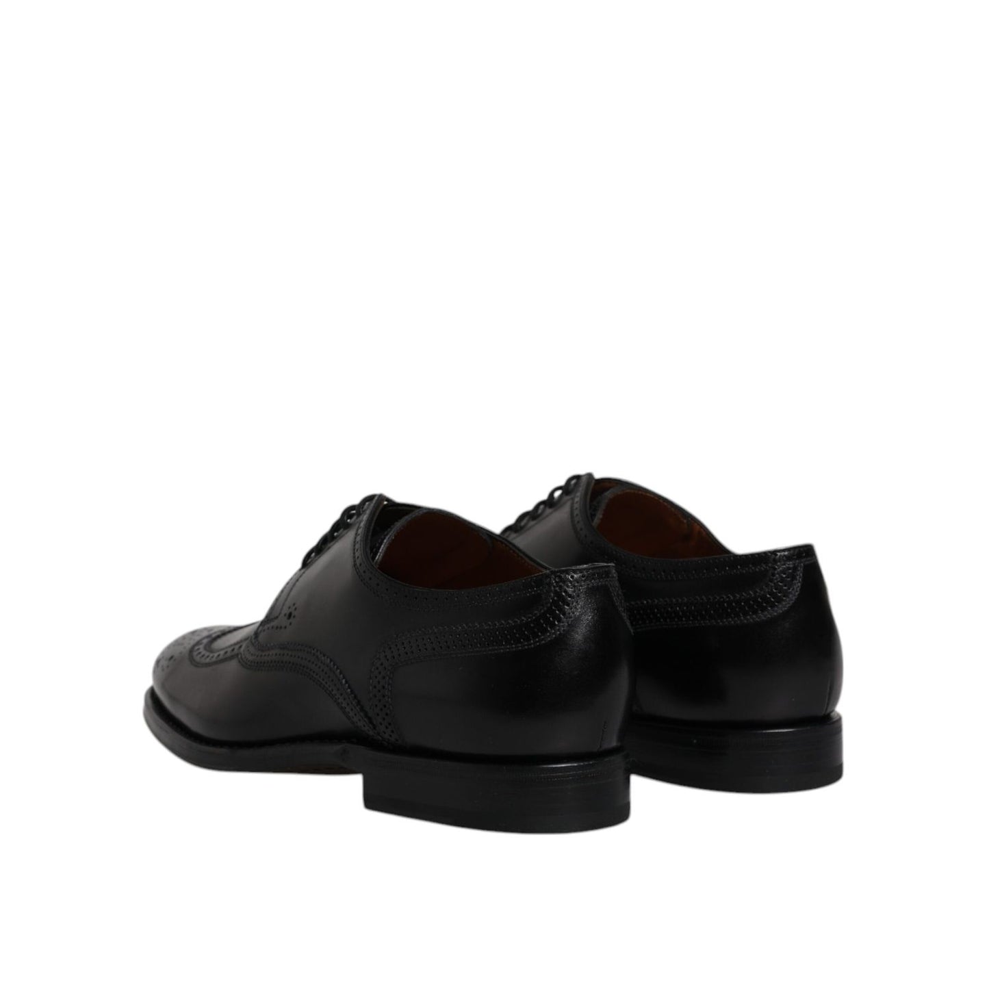 Dolce & Gabbana Black Leather Derby Wingtip Formal Shoes