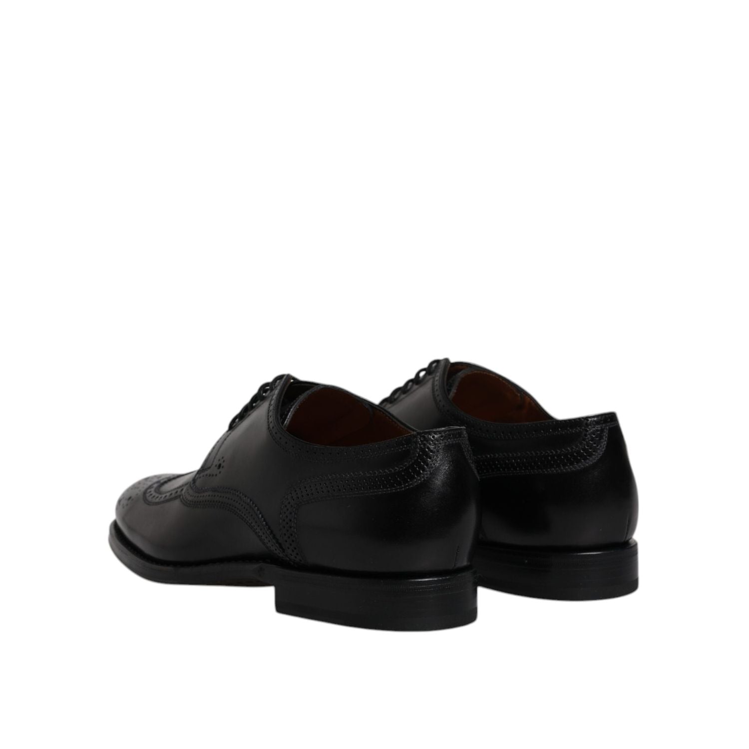 Dolce & Gabbana Black Leather Derby Wingtip Formal Shoes