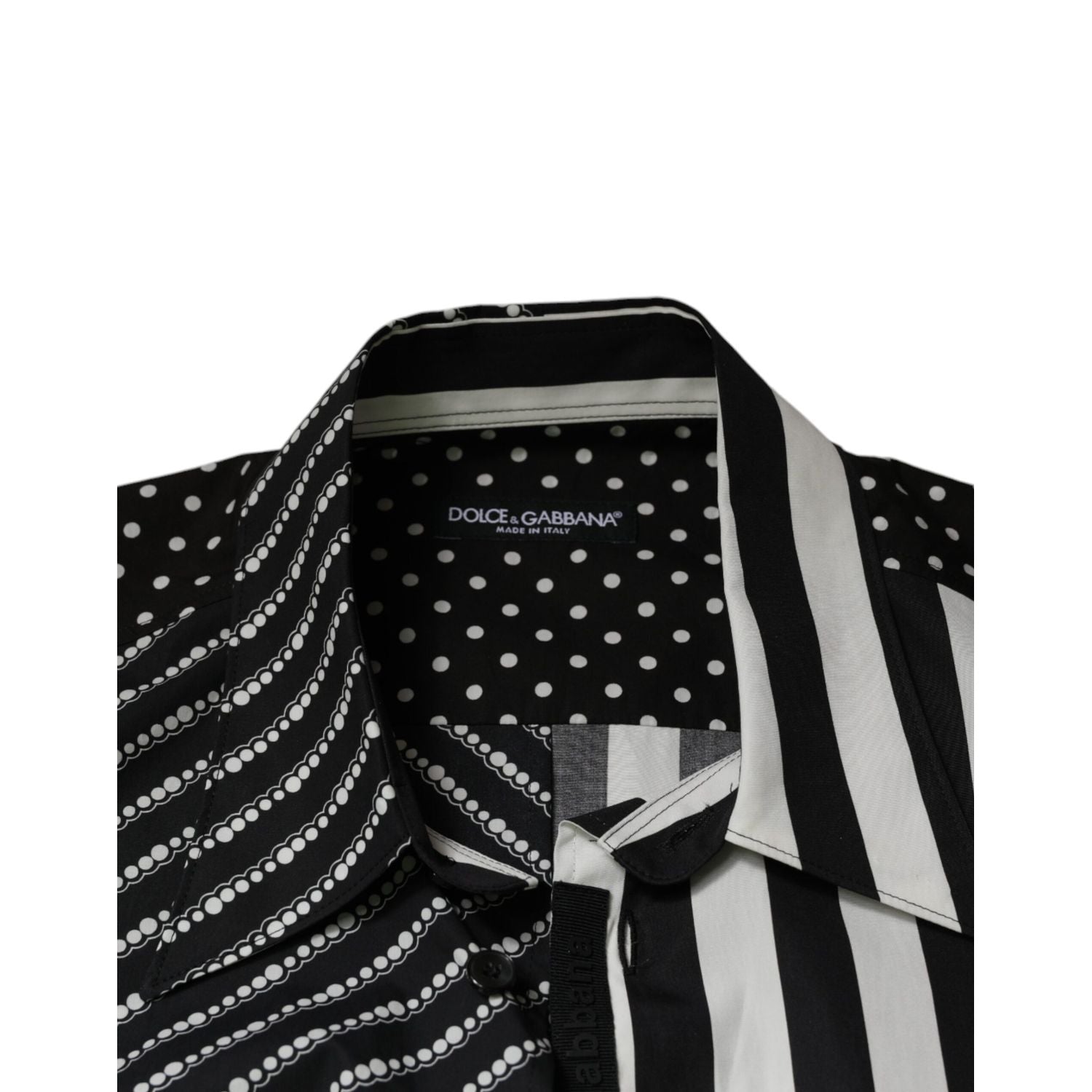 Dolce & Gabbana Black White Striped Button Down Casual Shirt
