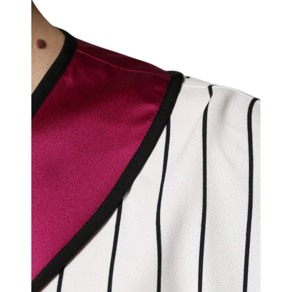 Dolce & Gabbana Multicolor Logo Jersey Button V-neck T-shirt