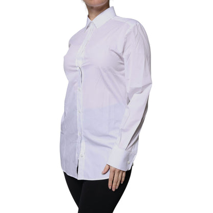 Dolce & Gabbana White Cotton Collared Long Sleeves Shirt Top