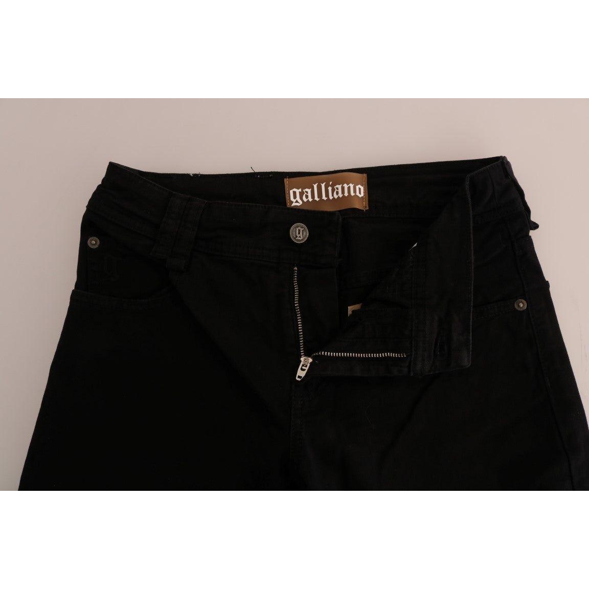 John Galliano Black Cotton Denim Stretch Regular Fit Jeans