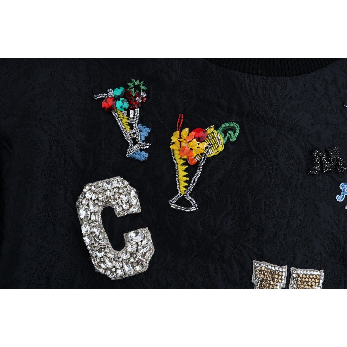 Dolce & Gabbana Enchanted Crystal Embellished Black Sweater Dolce & Gabbana