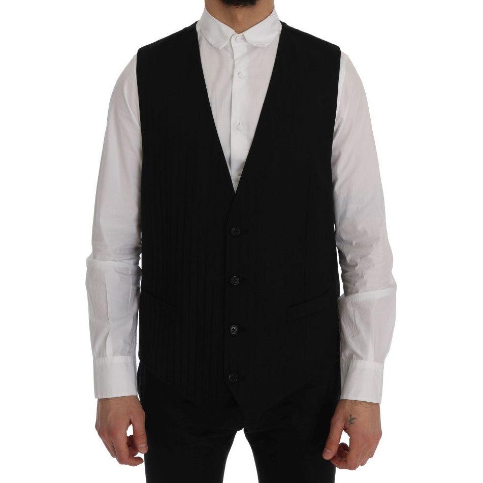 Dolce & Gabbana Black STAFF Wool Stretch Vest