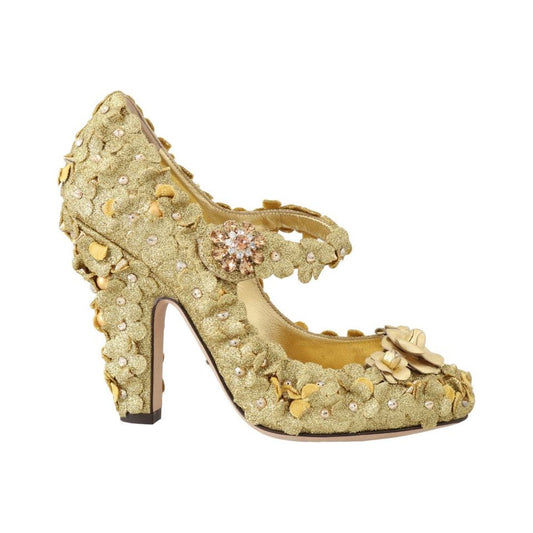 Dolce & Gabbana Gold Floral Crystal Embellished Pumps Dolce & Gabbana