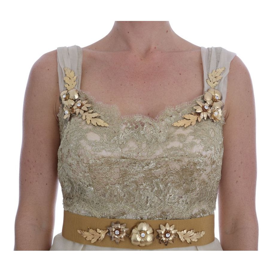 Dolce & Gabbana Elegant Embellished Lace & Organza Silk Dress Dolce & Gabbana