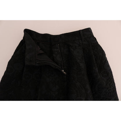 Dolce & Gabbana Black Brocade High Waist Capri Shorts