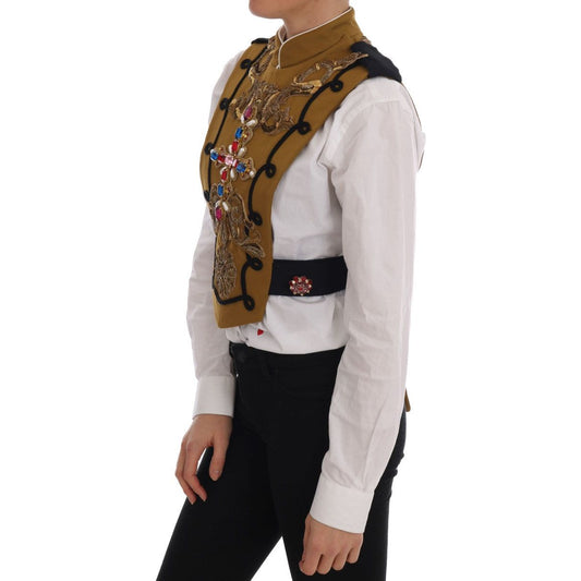 Runway Embellished Crystal Cross Vest