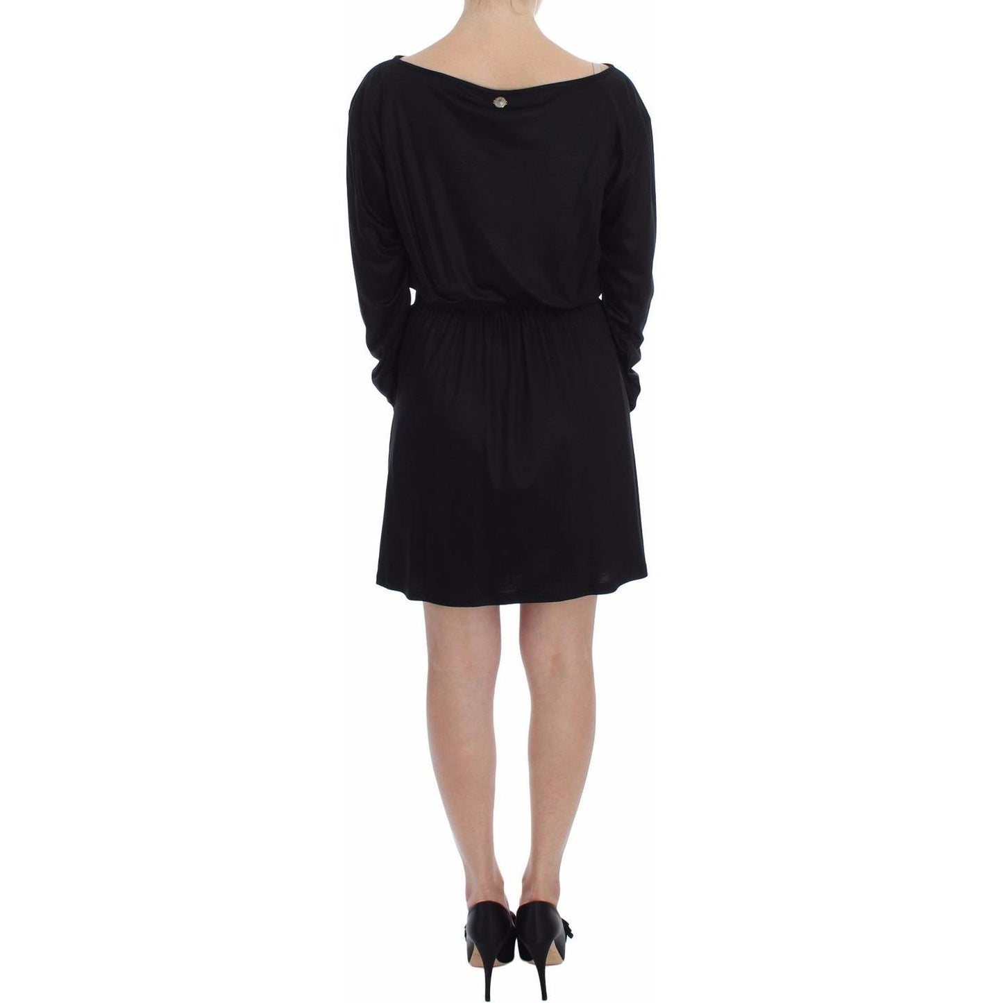 Versace Jeans Elegant Black Silk Blend Shift Dress Dress Versace Jeans