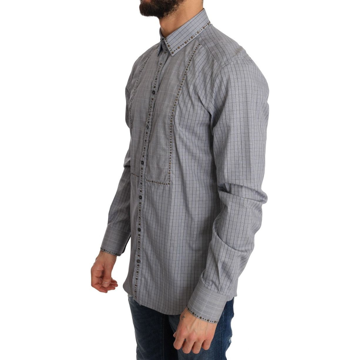 Dolce & Gabbana Elegant Gray Checkered Slim Fit Casual Shirt Dolce & Gabbana