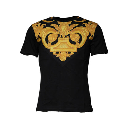 Versace Black Medusa Print Cotton Crew Neck T-shirt Versace
