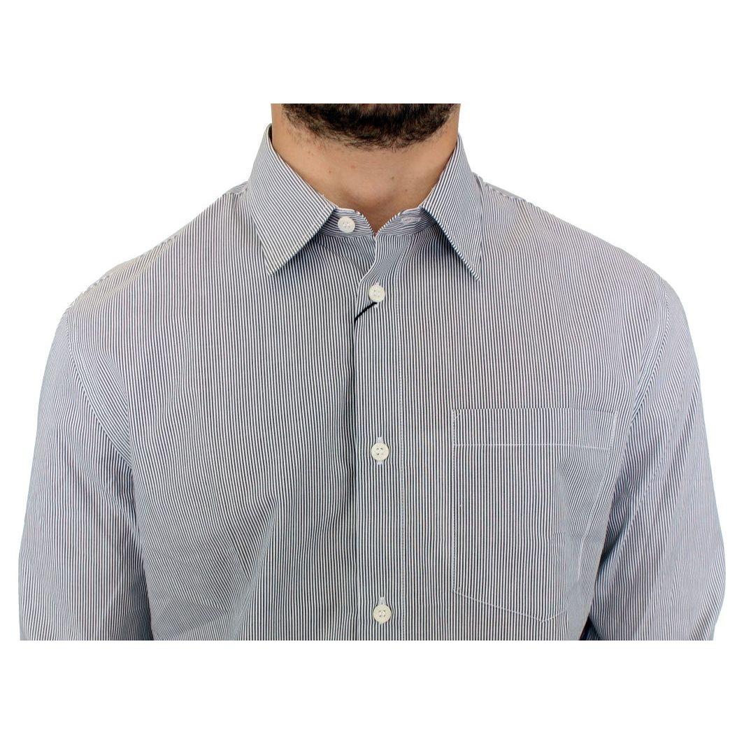 GF Ferre Gray Striped Cotton Casual Shirt