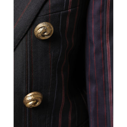 Dolce & Gabbana Multicolor Stripes Wool Cropped Blazer Coat Jacket