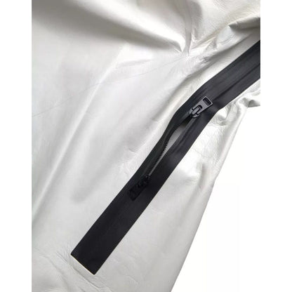 Bottega Veneta White Leather Men Waterproof Jacket Blouson