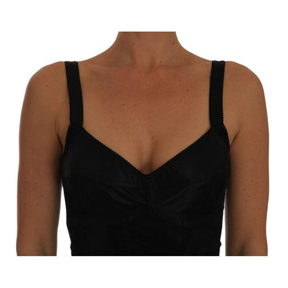 Dolce & Gabbana Romper Bodysuit Black Floral Stretch Dress