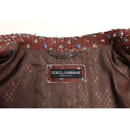 Dolce & Gabbana Bordeaux Leather Boxer Print Jacket Coat Coats & Jackets