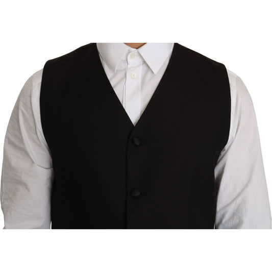 Dolce & Gabbana Elegant Black Silk Blend Formal Vest Dolce & Gabbana