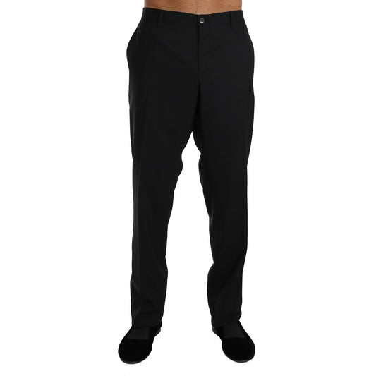 Dolce & Gabbana Black Wool Stretch Formal Trousers