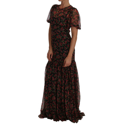 Dolce & Gabbana Black Floral Roses A-Line Shift Gown