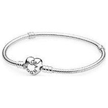 PANDORA MOMENTS COLLECTION Mod. HEART CLASP SNAKE CHAIN BRACELET - Size 19 DESIGNER FASHION JEWELLERY PANDORA