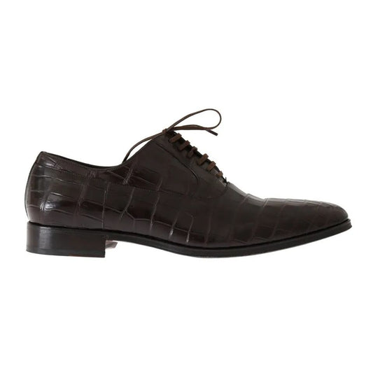 Dolce & Gabbana Brown Patterned Leather Dress Formal Shoes