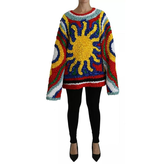 Dolce & Gabbana Multicolor Sun Ruffled Top Blouse Sweater