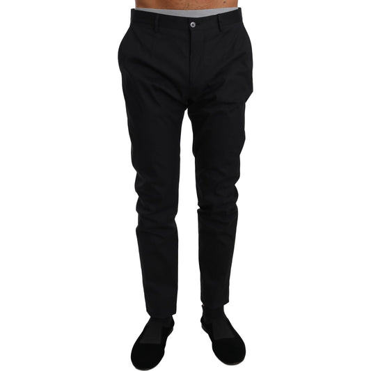 Dolce & Gabbana Black Cotton Stretch Formal Trousers Pants