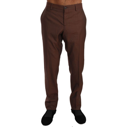 Dolce & Gabbana Brown Wool Silk Formal Trousers Pants