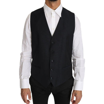 Dolce & Gabbana Gray Wool Silk Waistcoat Vest
