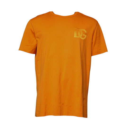 Dolce & Gabbana Orange Logo Cotton Crew Neck T-shirt