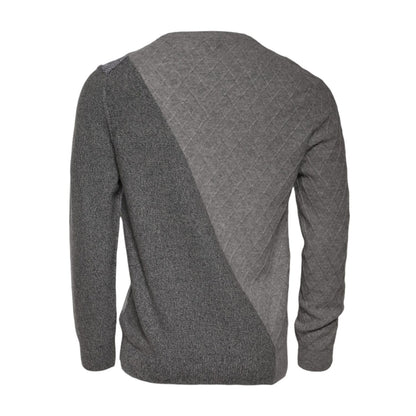 Ballantyne Gray Cashmere Argyle Intarsia Knit Crew Neck Sweater Ballantyne