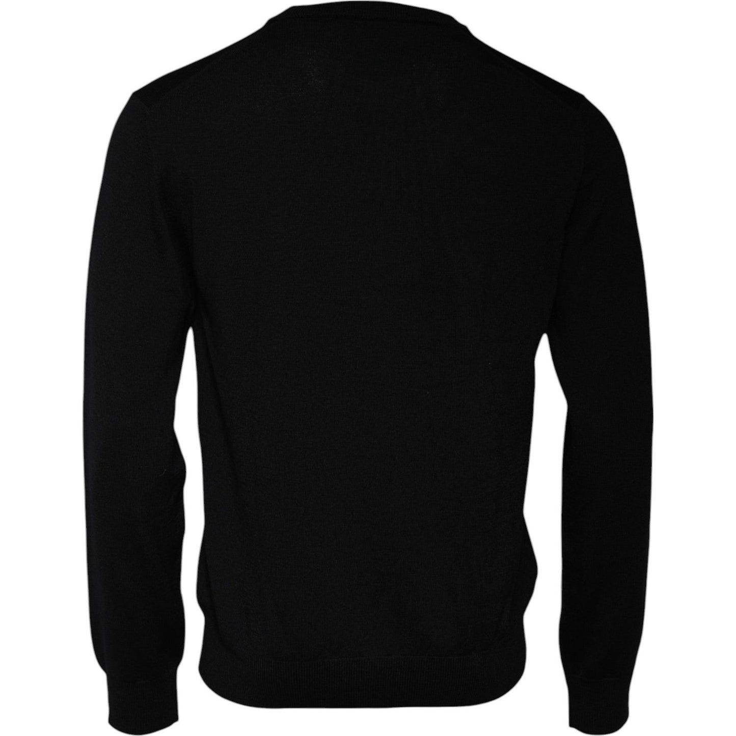 Dolce & Gabbana Black Logo Wool Crew Neck Pullover Sweater