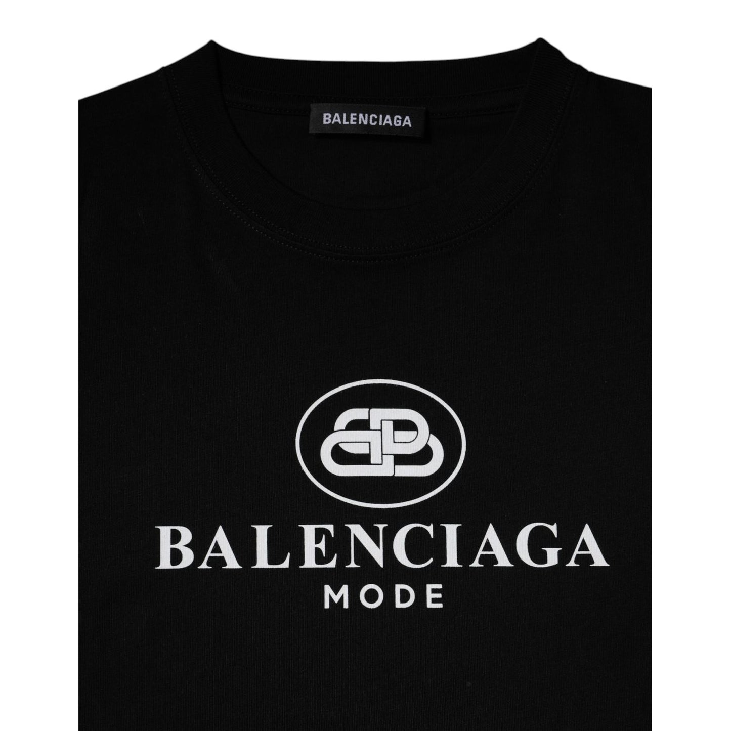 Balenciaga Black Cotton Logo Print Crew Neck Short Sleeves T-shirt Balenciaga