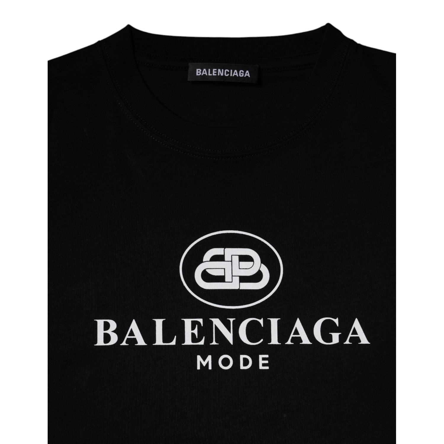 Balenciaga Black Cotton Logo Print Crew Neck Short Sleeves T-shirt