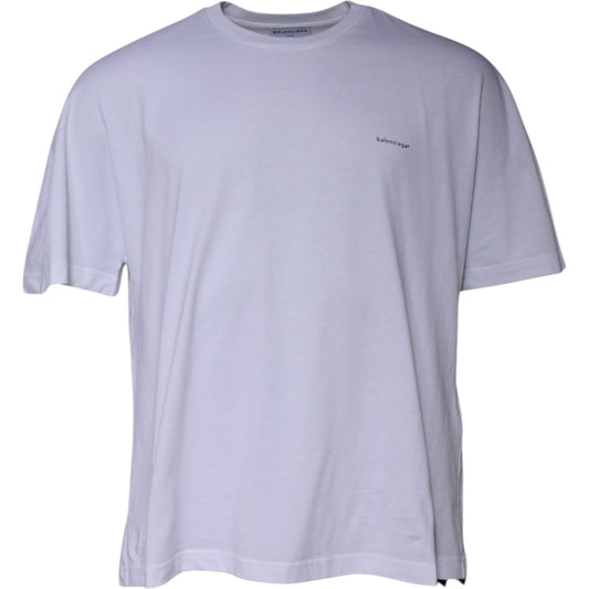 Balenciaga White Logo Cotton Crew Neck Short Sleeves T-shirt Balenciaga