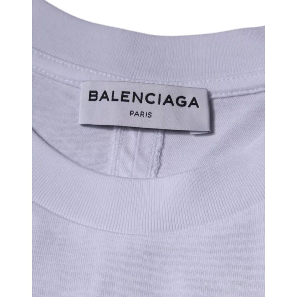 Balenciaga White Logo Cotton Jersey Crew Neck Short Sleeves T-shirt Balenciaga