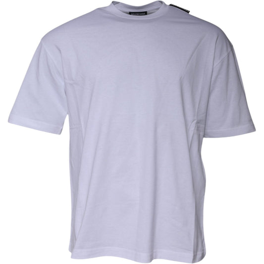Balenciaga White Logo Cotton Jersey Crew Neck Short Sleeves T-shirt Balenciaga