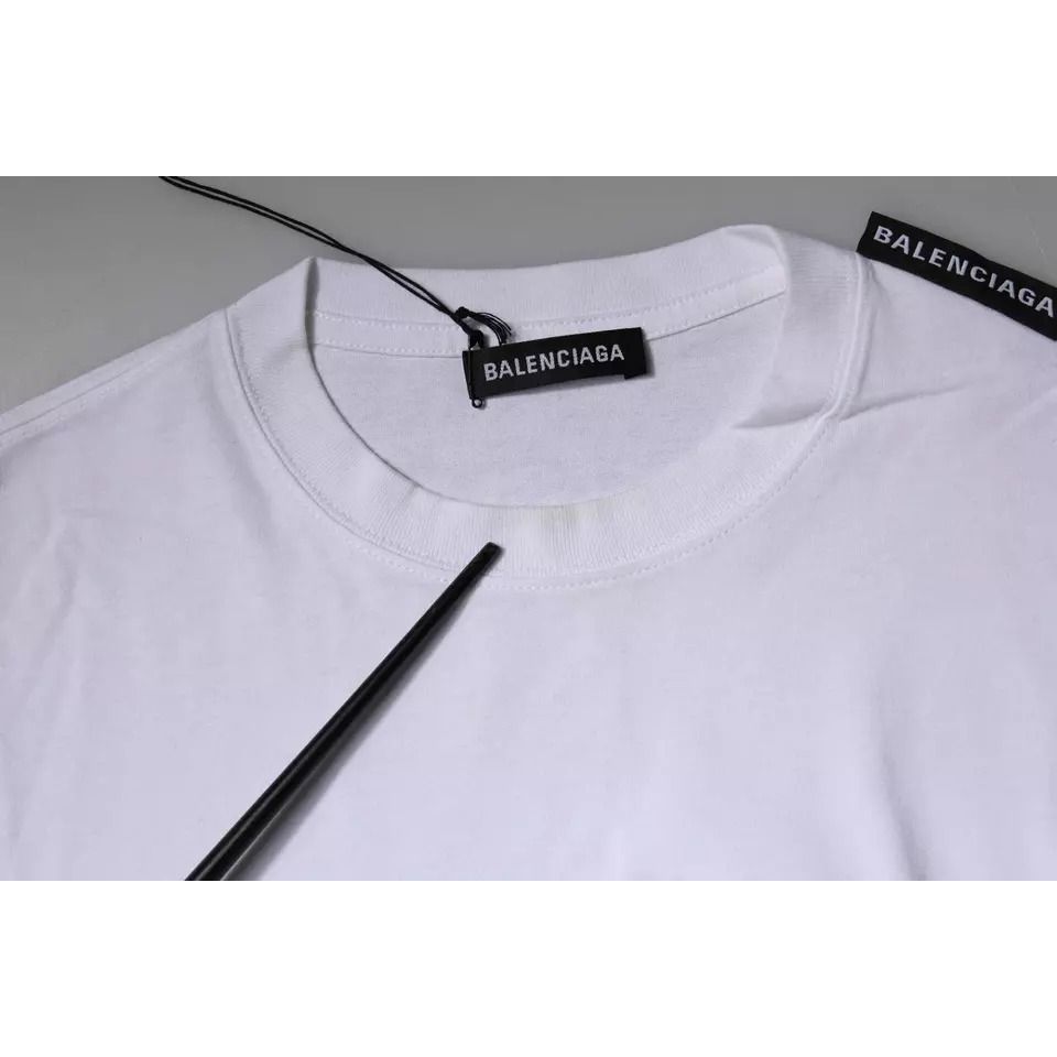 Balenciaga White Logo Cotton Jersey Crew Neck Short Sleeves T-shirt Balenciaga