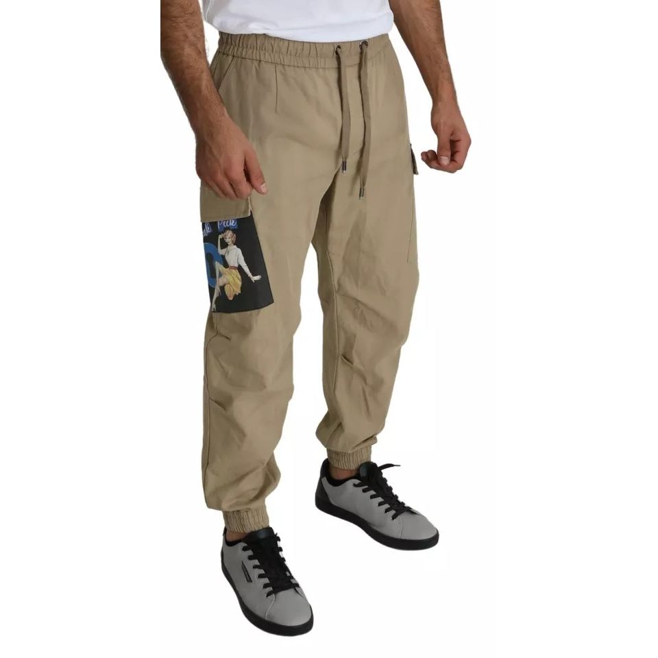 Dolce & Gabbana Beige Pin Up Print Cargo Pants