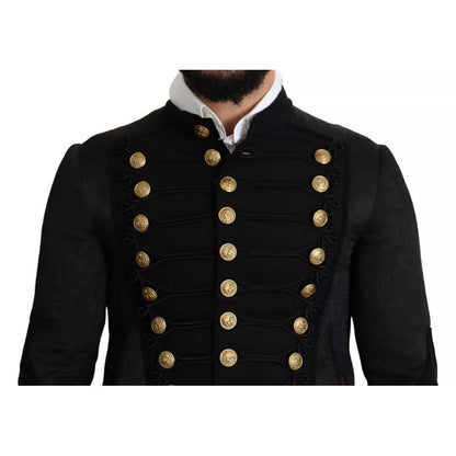 Dolce & Gabbana Black Button Embellished Military Jacket