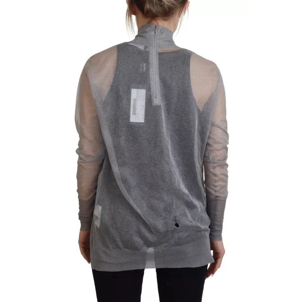 Dolce & Gabbana Gray See Through Turtleneck Pullover Sweater