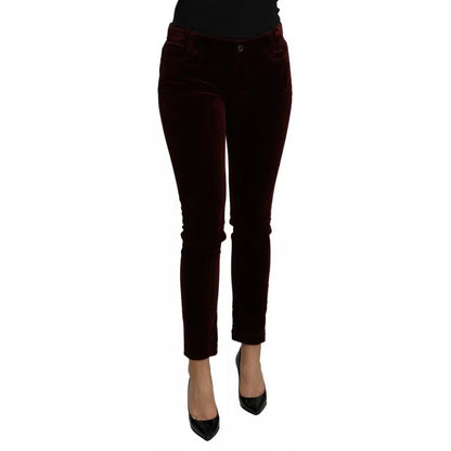 Dolce & Gabbana Bordeaux Velvet Stretch Slim Fit Pants
