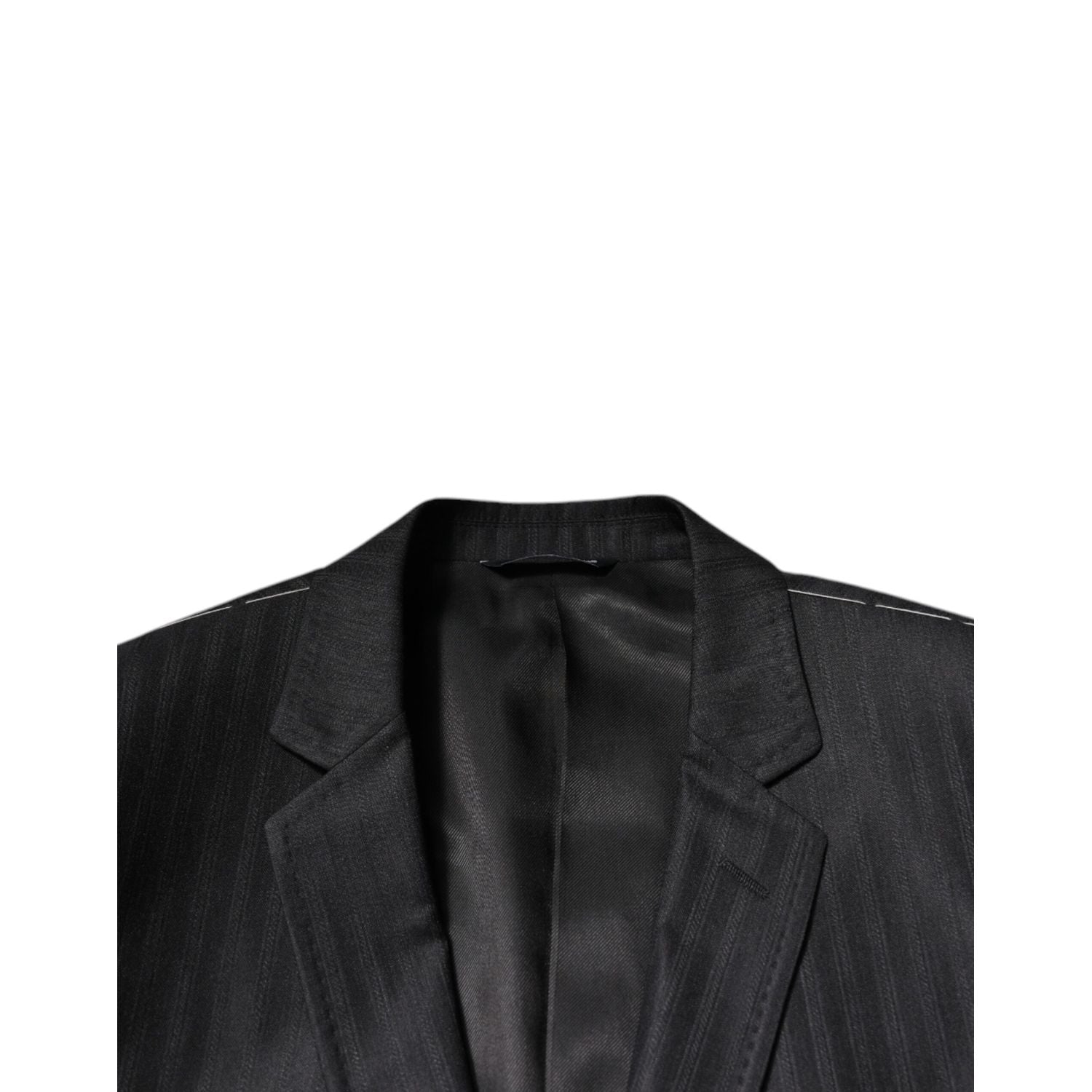 Dolce & Gabbana Black Stripe Wool Single Breasted Blazer