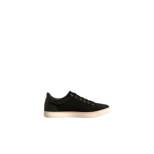 Dolce & Gabbana Black Logo Suede Leather Men Sneakers Shoes